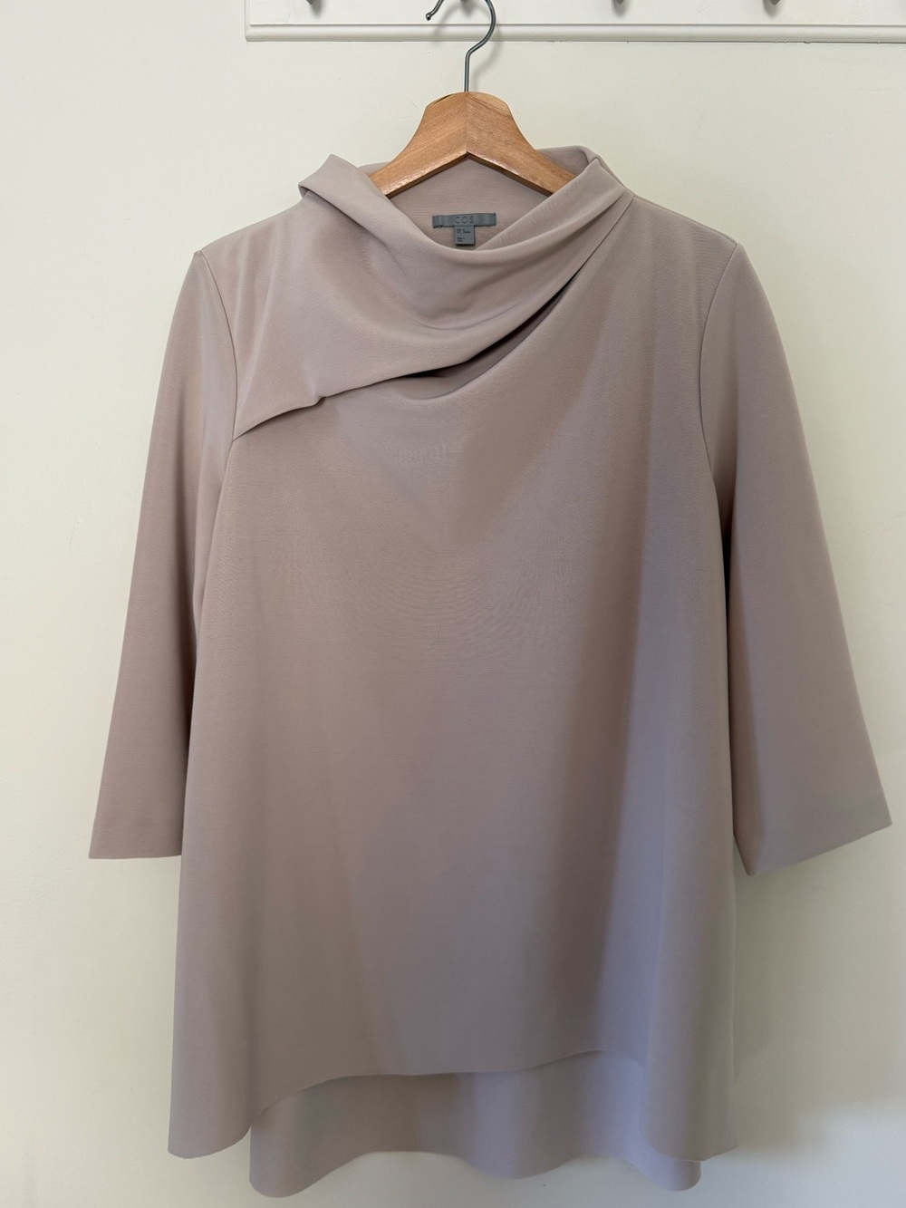 COS Asymmetrical Cowl Neck Tunic in Dusty Pink, size medium